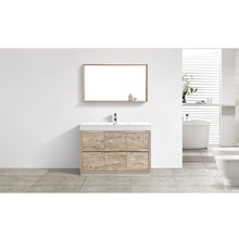 Load image into Gallery viewer, KUBEBATH Bliss FMB48-NW 48&quot; Single Bathroom Vanity in Nature Wood with White Acrylic Composite, Integrated Sink, Rendered Front View