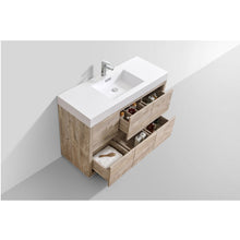 Load image into Gallery viewer, KUBEBATH Bliss FMB48-NW 48&quot; Single Bathroom Vanity in Nature Wood with White Acrylic Composite, Integrated Sink, Open Drawers