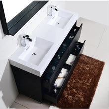 Load image into Gallery viewer, KUBEBATH Bliss FMB60D-BK 60&quot; Double Bathroom Vanity in Black with White Acrylic Composite, Integrated Sinks, Open Drawers