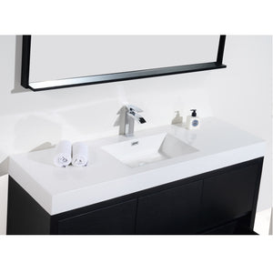 KUBEBATH Bliss FMB60-BK 60" Single Bathroom Vanity in Black with White Acrylic Composite, Integrated Sink, Countertop Closeup