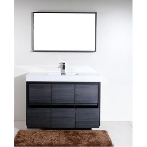 KUBEBATH Bliss FMB60S-GO 60" Single Bathroom Vanity in Gray Oak with White Acrylic Composite, Integrated Sink, Rendered Front View