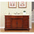 SILKROAD EXCLUSIVE FS-0268-CM-UWC-60 60" Single Bathroom Vanity in Red Chestnut with Crema Marfil Marble, White Oval Sink, Front View