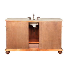 Load image into Gallery viewer, SILKROAD EXCLUSIVE FS-0268-CM-UWC-60 60&quot; Single Bathroom Vanity in Red Chestnut with Crema Marfil Marble, White Oval Sink, Back View