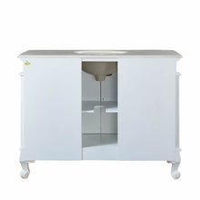 Load image into Gallery viewer, SILKROAD EXCLUSIVE HYP-0152-CM-UWC-48 48&quot; Single Bathroom Vanity in Antique White with Crema Marfil Marble, White Oval Sink, Back View