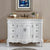 SILKROAD EXCLUSIVE HYP-0152-T-UIC-48 48" Single Bathroom Vanity in Antique White with Travertine, Ivory Oval Sink, Front View