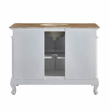 Load image into Gallery viewer, SILKROAD EXCLUSIVE HYP-0152-T-UIC-48 48&quot; Single Bathroom Vanity in Antique White with Travertine, Ivory Oval Sink, Back View