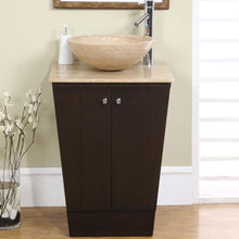 Load image into Gallery viewer, SILKROAD EXCLUSIVE HYP-0155-T-22 22&quot; Single Bathroom Vanity in Dark Walnut with Travertine Top and Vessel Sink (Not Included), Front View