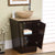 SILKROAD EXCLUSIVE HYP-0155-T-22-SRS-0029B 22" Single Bathroom Vanity in Dark Walnut with Travertine Top and Vessel Sink Included, Open Doors