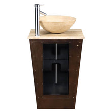 Load image into Gallery viewer, SILKROAD EXCLUSIVE HYP-0155-T-22 22&quot; Single Bathroom Vanity in Dark Walnut with Travertine Top and Vessel Sink (Not Included), Back View