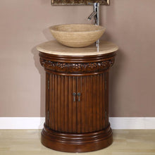 Load image into Gallery viewer, SILKROAD EXCLUSIVE HYP-0160-T-24 24&quot; Single Bathroom Vanity in English Chestnut with Travertine Top and Vessel Sink (Not Included), Front View
