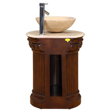 Load image into Gallery viewer, SILKROAD EXCLUSIVE HYP-0160-T-24 24&quot; Single Bathroom Vanity in English Chestnut with Travertine Top and Vessel Sink (Not Included), Back View