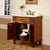 SILKROAD EXCLUSIVE HYP-0204-CM-UIC-33 33" Single Bathroom Vanity in Cherry with Crema Marfil Marble, Ivory Oval Sink, Open Doors
