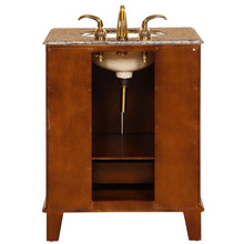 Load image into Gallery viewer, SILKROAD EXCLUSIVE HYP-0207-BB-UIC-28 28&quot; Single Bathroom Vanity in Special Walnut with Baltic Brown Granite, Ivory Oval Sink, Back View