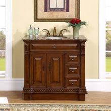 Load image into Gallery viewer, SILKROAD EXCLUSIVE HYP-0211-BB-UIC-38 38&quot; Single Bathroom Vanity in English Chestnut with Baltic Brown Granite, Ivory Oval Sink, Front View
