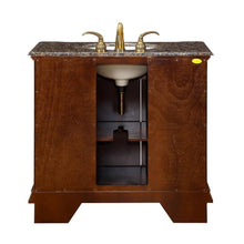 Load image into Gallery viewer, SILKROAD EXCLUSIVE HYP-0211-BB-UIC-38 38&quot; Single Bathroom Vanity in English Chestnut with Baltic Brown Granite, Ivory Oval Sink, Back View