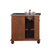 SILKROAD EXCLUSIVE HYP-0213-BB-UWC-36-L 36" Single Bathroom Vanity in English Chestnut with Baltic Brown Granite, White Oval Sink, Back View