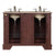 SILKROAD EXCLUSIVE HYP-0224-T-UWC-48 48" Double Bathroom Vanity in Dark Walnut with Travertine, White Oval Sinks, Back View