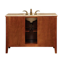 Load image into Gallery viewer, SILKROAD EXCLUSIVE HYP-0701-T-UIC-48 48&quot; Single Bathroom Vanity in Red Oak with Travertine, Ivory Oval Sink, Back View