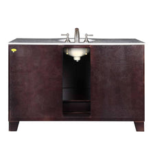 Load image into Gallery viewer, SILKROAD EXCLUSIVE HYP-0703-WM-UWC-55 55&quot; Single Bathroom Vanity in Dark Espresso with Carrara White Marble, White Oval Sink, Back View