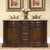 SILKROAD EXCLUSIVE HYP-0712-T-UIC-60 60" Double Bathroom Vanity in American Walnut with Travertine, Ivory Oval Sinks, Front View