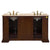 SILKROAD EXCLUSIVE HYP-0712-T-UIC-60 60" Double Bathroom Vanity in American Walnut with Travertine, Ivory Oval Sinks, Back View