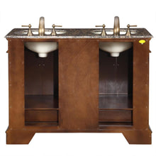 Load image into Gallery viewer, SILKROAD EXCLUSIVE HYP-0715-BB-UIC-48 48&quot; Double Bathroom Vanity in Red Chestnut with Baltic Brown Granite, Ivory Oval Sinks, Back View