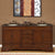 SILKROAD EXCLUSIVE HYP-0715-BB-UIC-72 72" Double Bathroom Vanity in Red Chestnut with Baltic Brown Granite, Ivory Oval Sinks, Front View