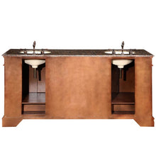 Load image into Gallery viewer, SILKROAD EXCLUSIVE HYP-0715-BB-UIC-72 72&quot; Double Bathroom Vanity in Red Chestnut with Baltic Brown Granite, Ivory Oval Sinks, Back View