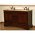 SILKROAD EXCLUSIVE HYP-0715-T-UIC-60 60" Double Bathroom Vanity in Red Chestnut with Travertine, Ivory Oval Sinks, Angled View