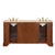 SILKROAD EXCLUSIVE HYP-0715-T-UIC-72 72" Double Bathroom Vanity in Red Chestnut with Travertine, Ivory Oval Sinks, Back View