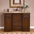 SILKROAD EXCLUSIVE HYP-0718-T-UIC-48 48" Single Bathroom Vanity in Walnut with Travertine, Ivory Oval Sink, Front View