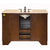 SILKROAD EXCLUSIVE HYP-0718-T-UIC-48 48" Single Bathroom Vanity in Walnut with Travertine, Ivory Oval Sink, Back View