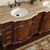 SILKROAD EXCLUSIVE HYP-0722-T-UIC-72 72" Double Bathroom Vanity in Brazilian Rosewood with Travertine, Ivory Oval Sinks, Closeup