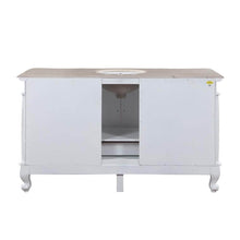 Load image into Gallery viewer, SILKROAD EXCLUSIVE JB-0273-CM-UWC-60 60&quot; Single Bathroom Vanity in Antique White with Crema Marfil Marble, White Oval Sink, Back View
