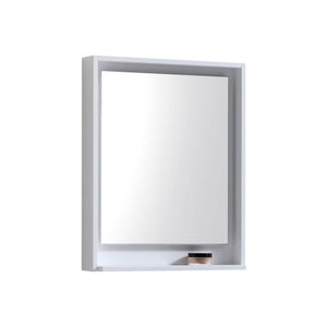 KUBEBATH Bosco KB24GW-M 24" Framed Mirror in High Gloss White, Angled View