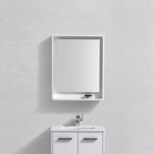 Load image into Gallery viewer, KUBEBATH Bosco KB24GW-M 24&quot; Framed Mirror in High Gloss White, Rendered Front View