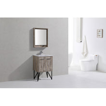 Load image into Gallery viewer, KUBEBATH Bosco KB24NW 24&quot; Single Bathroom Vanity in Nature Wood with Cream Quartz, Rectangle Sink, Rendered Angled View