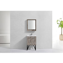 Load image into Gallery viewer, KUBEBATH Bosco KB24NW 24&quot; Single Bathroom Vanity in Nature Wood with Cream Quartz, Rectangle Sink, Rendered Front View