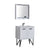 KUBEBATH Bosco KB30GW 30" Single Bathroom Vanity in High Gloss White with Cream Quartz, Rectangle Sink, Angled View with Mirror