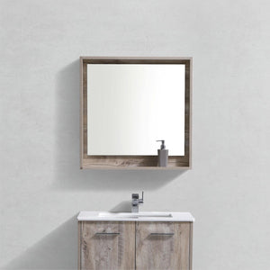 KUBEBATH Bosco KB30NW-M 30" Framed Mirror in Nature Wood, Rendered Front View