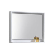 Load image into Gallery viewer, KUBEBATH Bosco KB36GW-M 36&quot; Framed Mirror in High Gloss White, Angled View