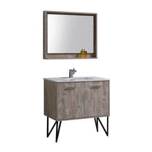 Load image into Gallery viewer, KUBEBATH Bosco KB36NW 36&quot; Single Bathroom Vanity in Nature Wood with Cream Quartz, Rectangle Sink, Angled View