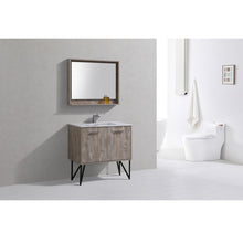 Load image into Gallery viewer, KUBEBATH Bosco KB36NW 36&quot; Single Bathroom Vanity in Nature Wood with Cream Quartz, Rectangle Sink, Rendered Angled View