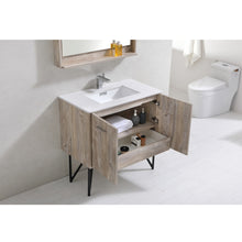 Load image into Gallery viewer, KUBEBATH Bosco KB36NW 36&quot; Single Bathroom Vanity in Nature Wood with Cream Quartz, Rectangle Sink, Open Doors and Drawers