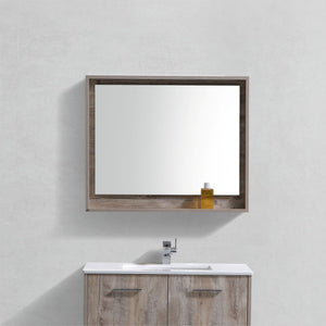 KUBEBATH Bosco KB36NW-M 36" Framed Mirror in Nature Wood, Front View