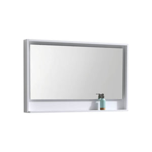 KUBEBATH Bosco KB48GW-M 48" Framed Mirror in High Gloss White, Angled View