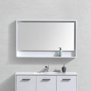 KUBEBATH Bosco KB48GW-M 48" Framed Mirror in High Gloss White, Front View