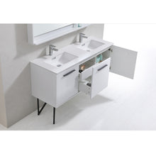 Load image into Gallery viewer, KUBEBATH Bosco KB60DGW 60&quot; Single Bathroom Vanity in High Gloss White with Cream Quartz, Rectangle Sink, Open Door and Drawers
