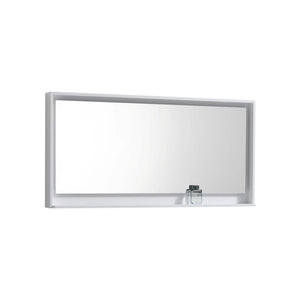 KUBEBATH Bosco KB60GW-M 60" Framed Mirror in High Gloss White, Angled View