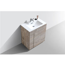 Load image into Gallery viewer, KUBEBATH Milano KFM30-NW 30&quot; Single Bathroom Vanity in Nature Wood with White Acrylic Composite, Integrated Sink, Countertop Closeup